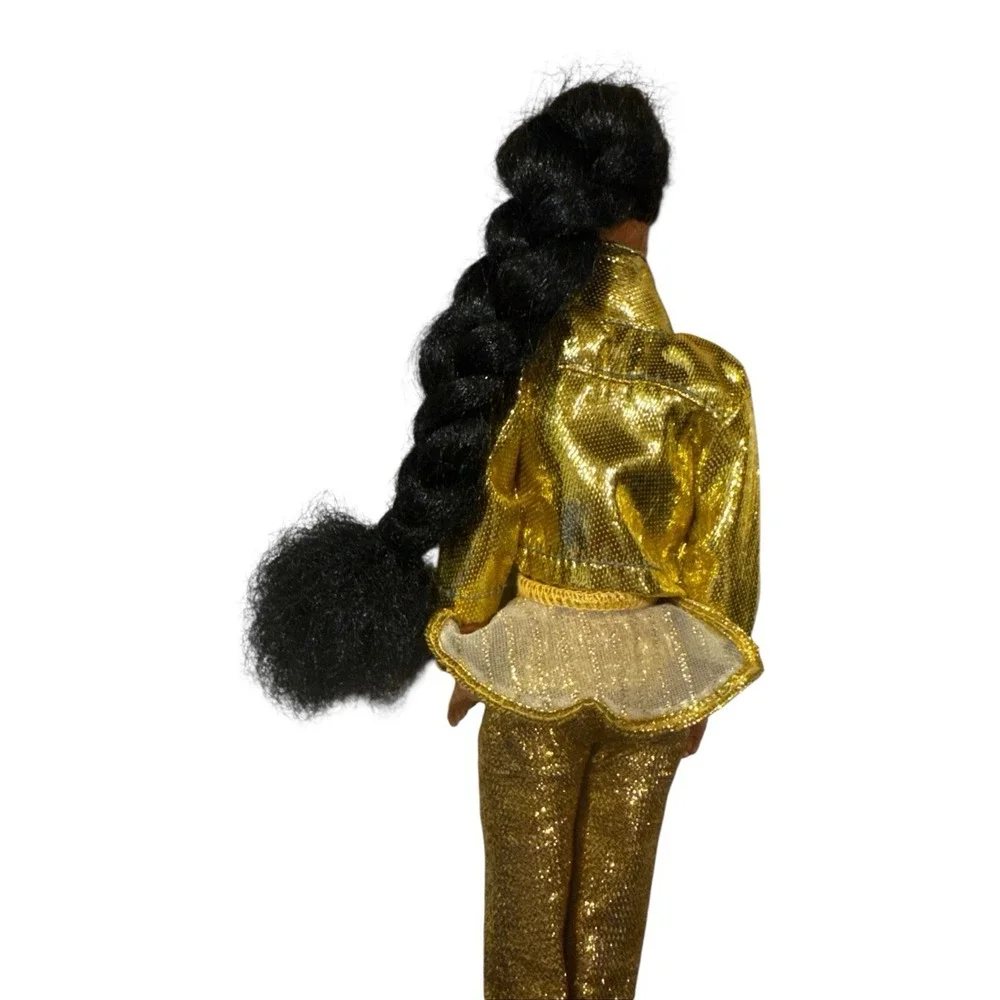 Vintage 1966 Mattel Doll Gold Metallic Jumpsuit Jacket Hong Kong Long Dark Hair